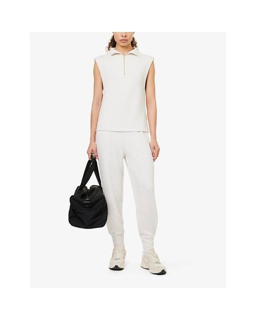 Varley White Magnolia Brand-tab Stretch-woven Top