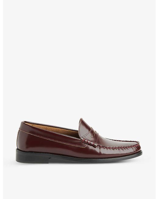 Whistles Brown Manny Penny-slot Patent-leather Loafers