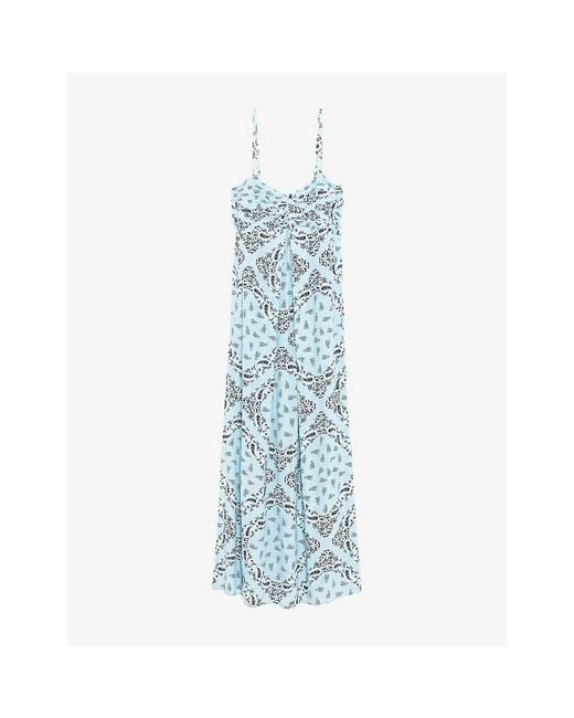 Zadig & Voltaire Blue Rippie Bandana-Print Woven Midi Dress