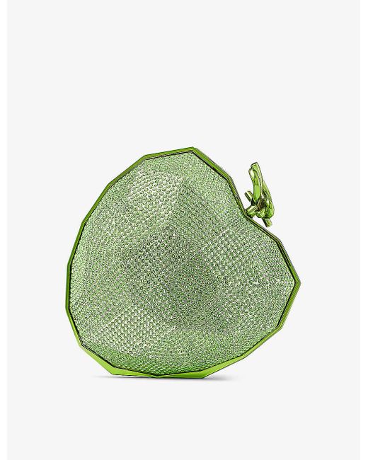 Jimmy Choo Green Faceted Heart-shaped Lucite Clutch Bag
