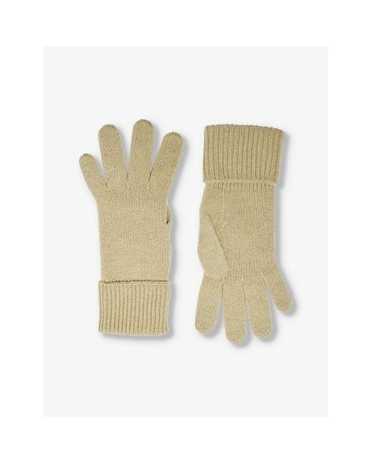 Burberry Natural Logo-embroidered Ribbed-cuff Cashmere Gloves