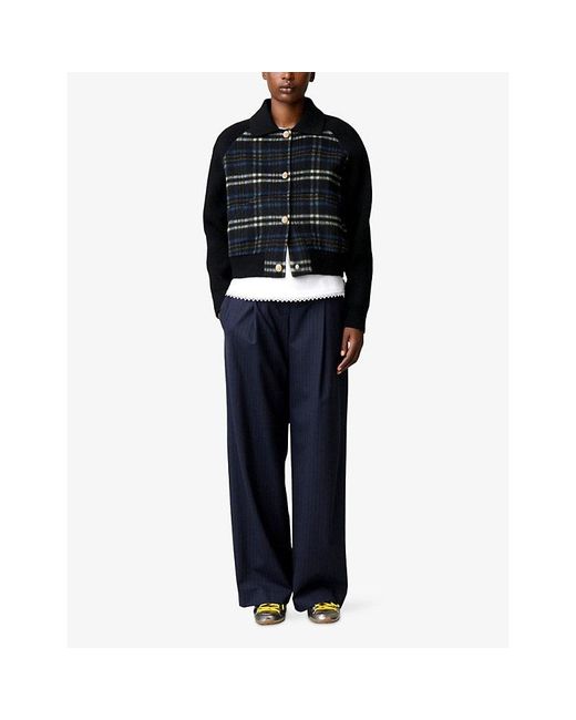 Claudie Pierlot Black Checked Wool-Blend Jacket