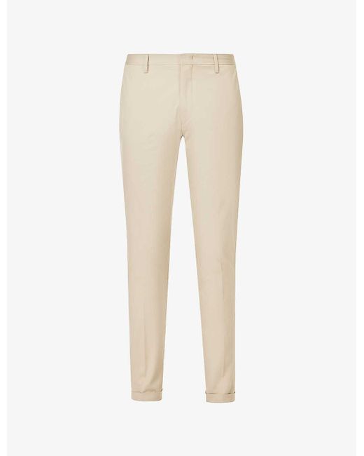 Paul Smith Natural Slim-fit Tapered-leg Cotton-blend Trousers for men