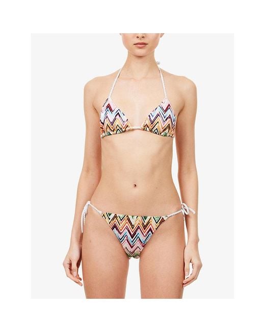 Missoni White Zig Zag Raschel-Knit Bikini Set