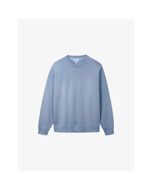 The White Company Blue Round-Neck Oversized-Fit Cotton-Jersey Sweatshirt