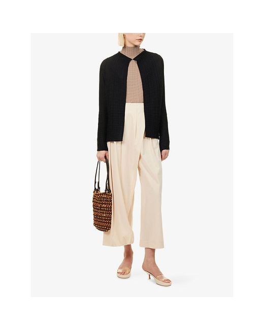 Issey Miyake Black Wooly Pleats Knit Cardigan