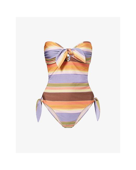 Zimmermann Orange Solstice Scarf Tie Swimsuit