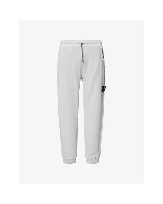 Stone Island Gray Compass Badge Tapered-Leg Cotton Jogging Bottoms for men