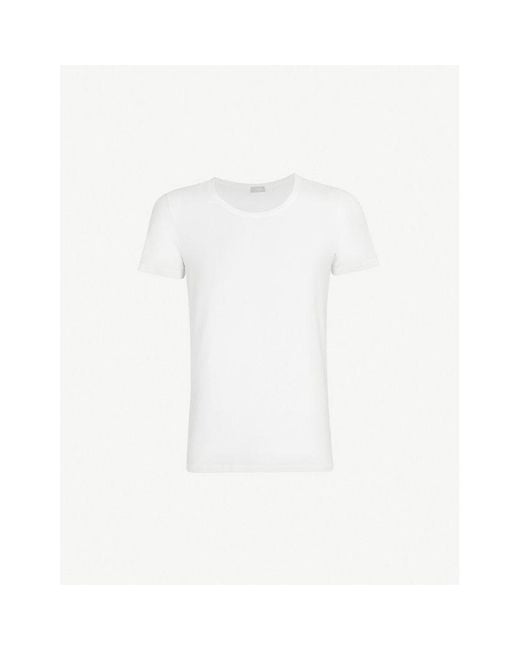 Hanro White Cotton Superior Cotton-Blend T-Shirt Xxl for men