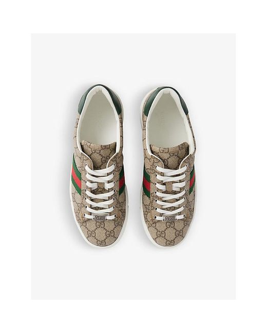 Gucci Gray Ace Sneaker With Web, , Gg Canvas