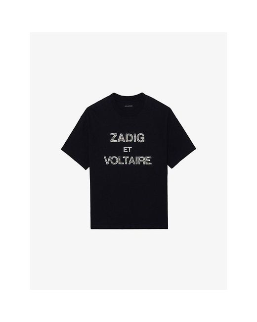 Zadig & Voltaire Black Tedda Rhinestone-Embellished Cotton-Jersey T-Shirt