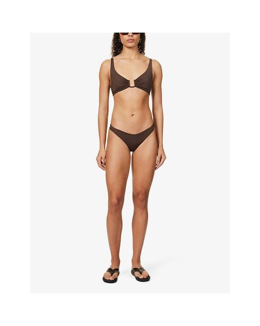 Away That Day Brown Fiji High-Rise Bikini Bottoms