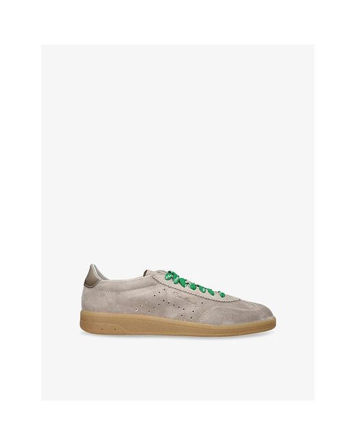 Santoni Gray Oly Pulse Logo-Embossed Suede Low-Top Trainers