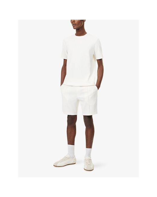 Arne White Pleated Crew-Neck Woven T-Shirt for men