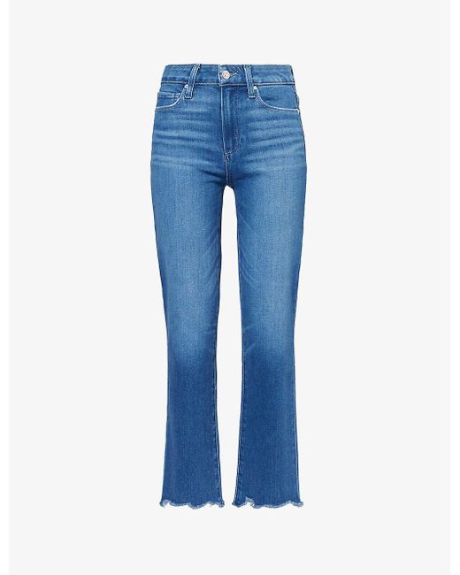 PAIGE Blue Cindy Straight-leg High-rise Stretch Denim-blend Jeans