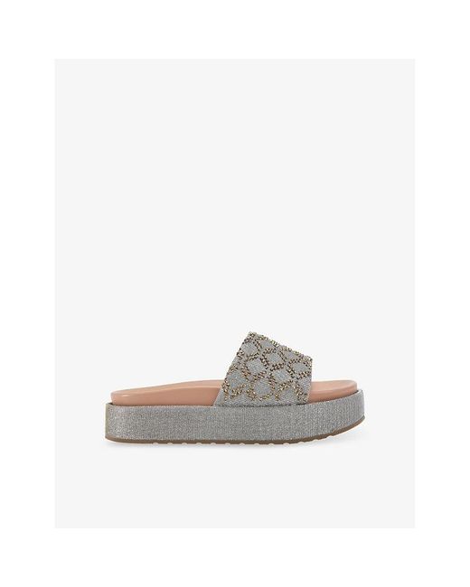 Carvela Kurt Geiger Women's Gray Estella Woven Flatform Sandals