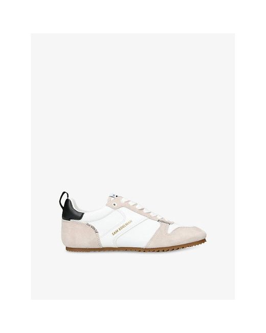 Sam Edelman White Zaria Leather And Suede Low-Top Trainers