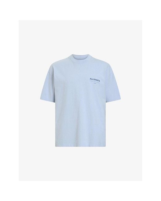 AllSaints Blue Access Brand-print Organic-cotton T-shirt X for men