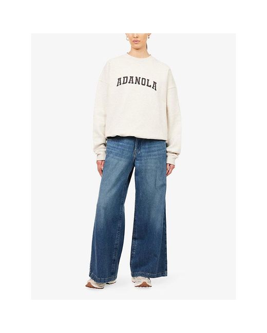 ADANOLA Natural Varsity Oversized Cotton Sweatshirt