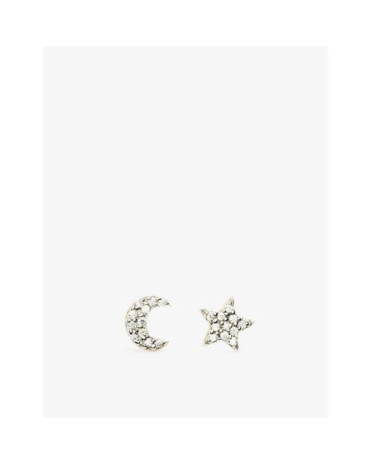Missoma White Pave Star Moon 18Ct Vermeil And Cubic Zirconia Stud Earrings