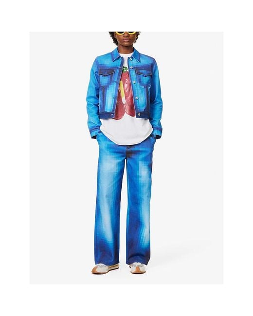 Loewe Pixel Wide-leg Mid-rise Jeans in Blue | Lyst
