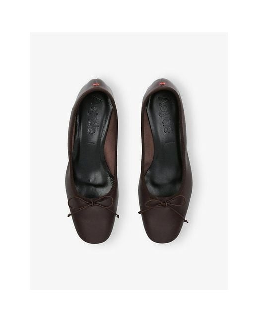Aeyde Black Onda Bow-Detail Leather Pumps