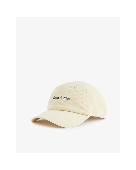 Sporty & Rich Natural Logo-embroidered Corduroy Cotton Cap