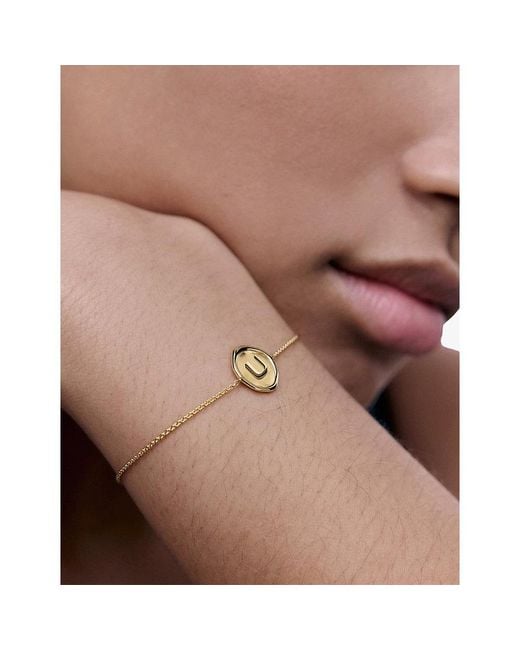 Monica Vinader Metallic Initial U Stamp 18Ct Vermeil Chain Bracelet