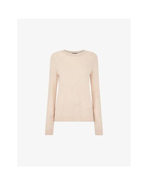 Whistles Natural Annie Slim-Fit Metallic-Knitted Jumper