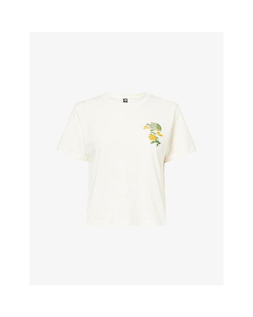 The North Face White Floral-Embroidered Regular-Fit Cotton-Jersey T-Shirt