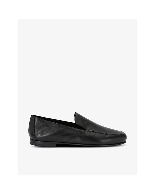 The Row Black Colette Slip-on Leather Loafers