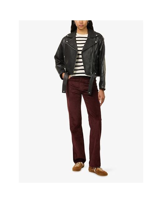 Rag & Bone Red Andi Harlow Straight-Leg Cotton-Blend Corduroy Trousers