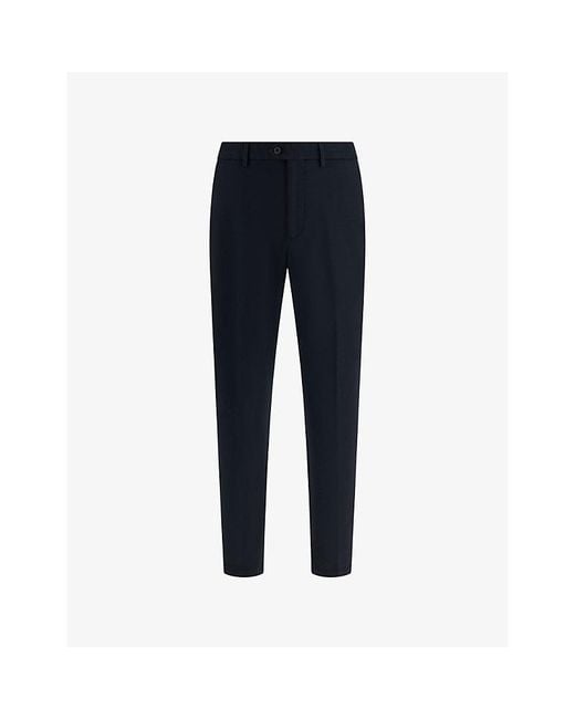 Boggi Blue Tapered-Leg Mid-Rise Cotton-Blend Trousers for men