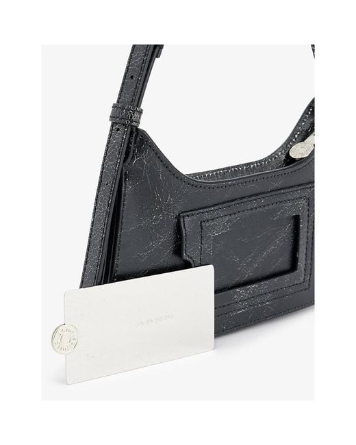 Acne Black Platt Micro Crackle Leather Shoulder Bag