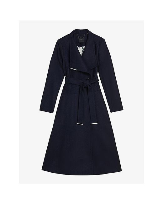 Ted Baker Roseika Double-breasted Wool-blend Coat in Blue | Lyst