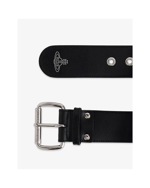 Vivienne Westwood Black Westwood Logo Studded Leather Belt