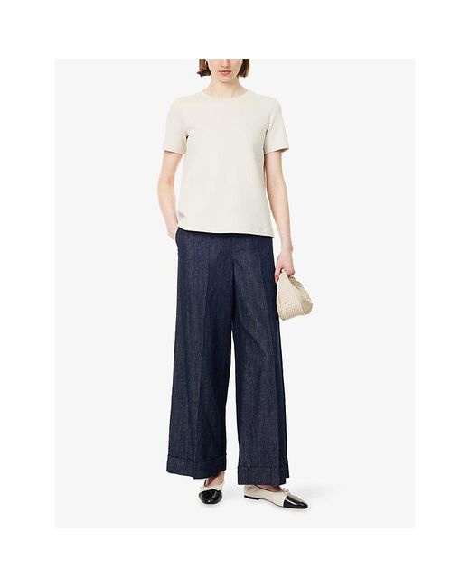 Max Mara Blue Straight-Leg Cotton-Linen Denim Trousers