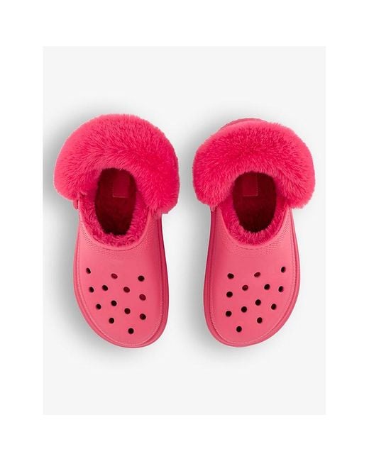 Crocs™ Stomp Faux Furlined Rubber Clogs in Pink Lyst