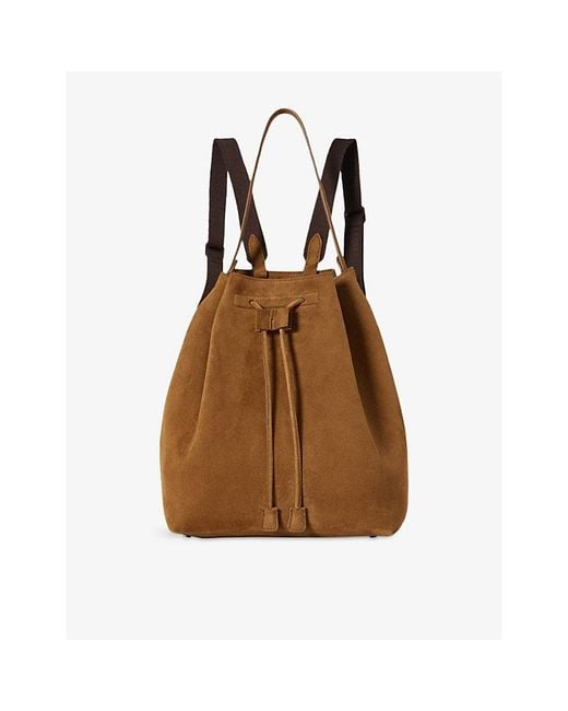 The Row Brown 9 Drawstring Suede Backpack