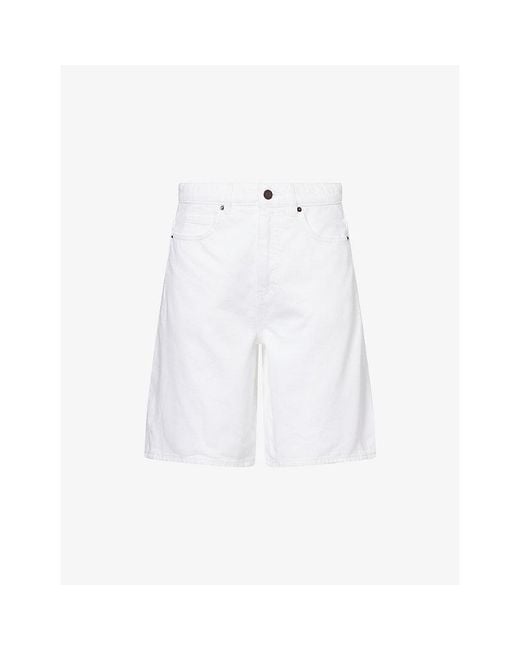 ME+EM White Bermuda Cotton Denim Shorts