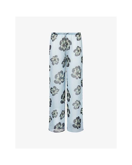 HYPHEN Blue Kenny Wide-Leg Woven Trousers