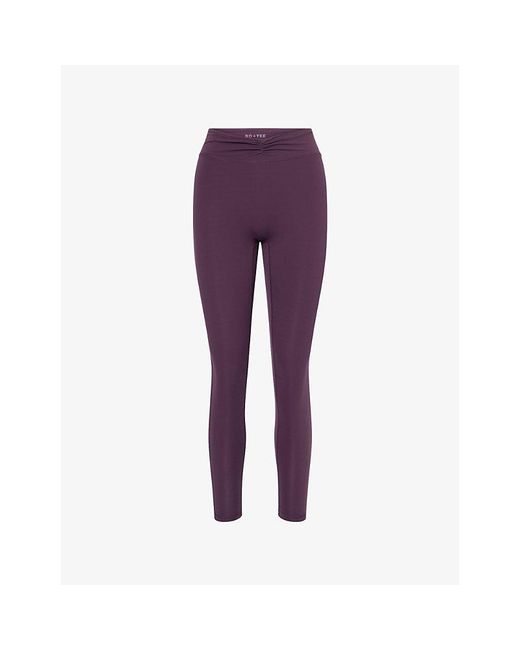 BO+TEE Purple Ruched High-Waist Gym Leggings