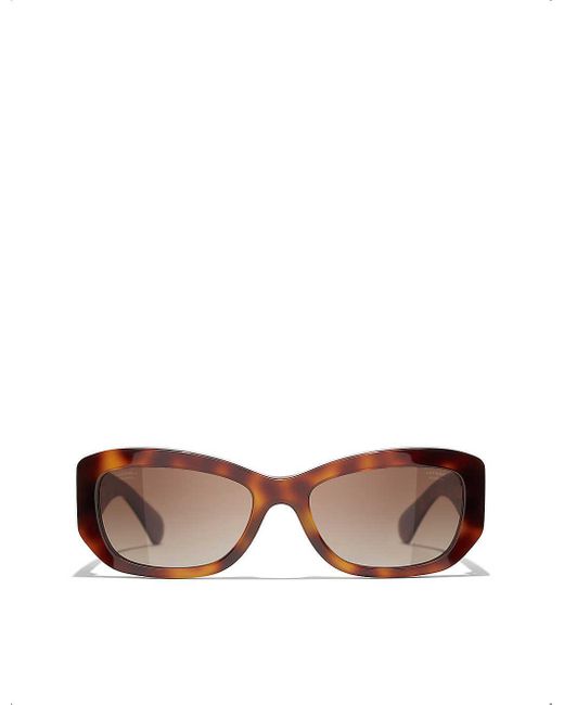 Chanel Brown Rectangle Sunglasses