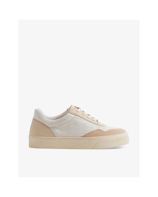 Reiss Natural Asha Canvas And Suede Low-top Trainers