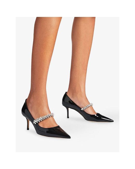 Jimmy Choo Black Bing 65 Patent-Leather Heeled Mules