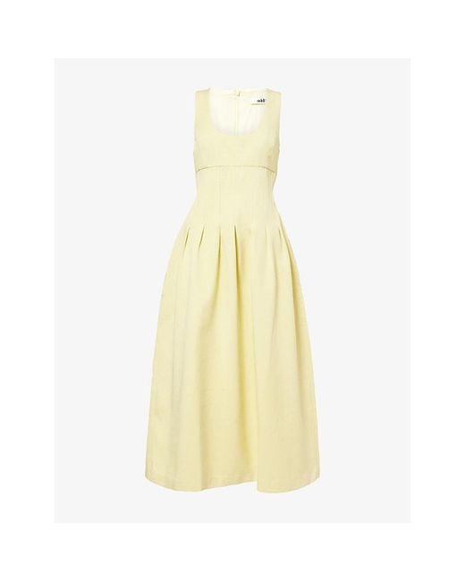 Odd Muse Yellow Cinched Cotton-Blend Midi Dress