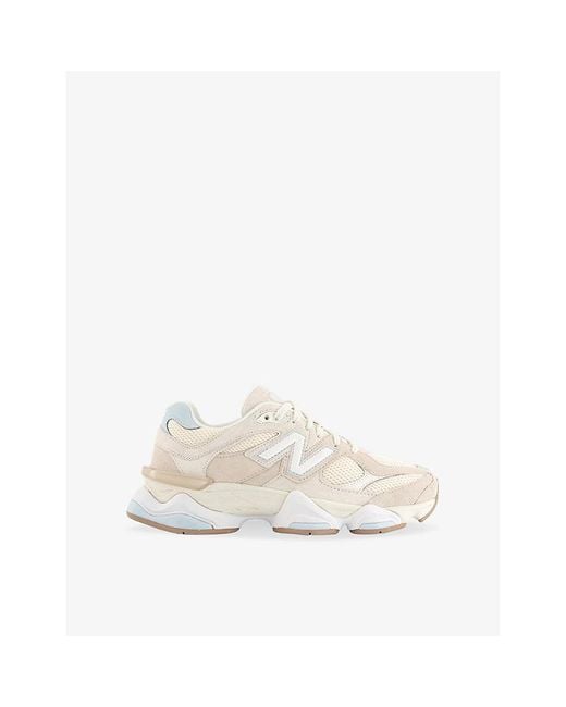 New Balance White 9060 Suede And Mesh Trainers
