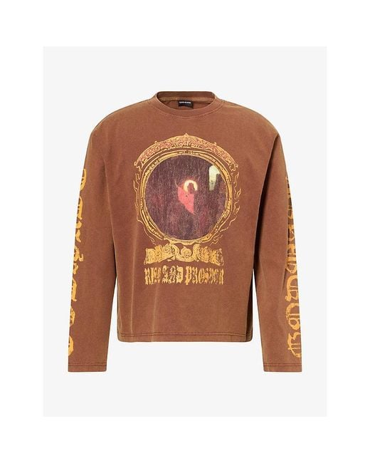 GODMADE Brown Rise Long-Sleeve Cotton T-Shirt for men