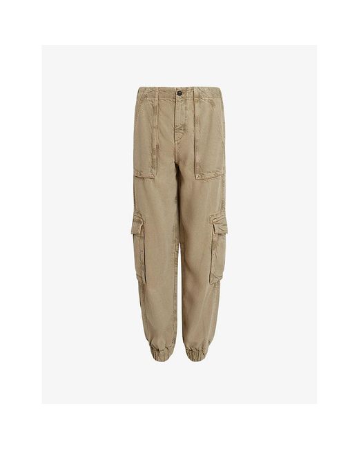 AllSaints Natural Frieda Patch-pocket Woven Cargo Trousers