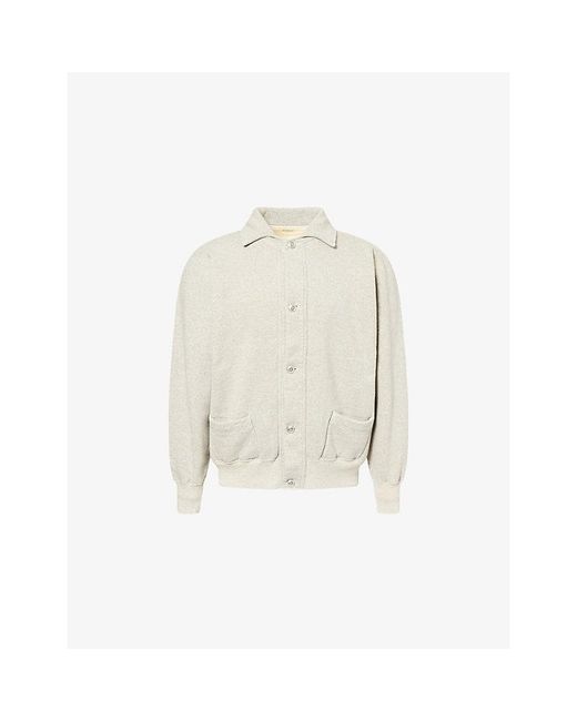 A.PRESSE White Vintage Patch-Pocket Cotton Sweatshirt Cardigan for men